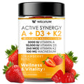 WELVIUM Vitamin D3 K2 Gummies 10000 IU with Magnesium Glycinate, Calcium, B12, K2 MK-7, Vitamins A, E