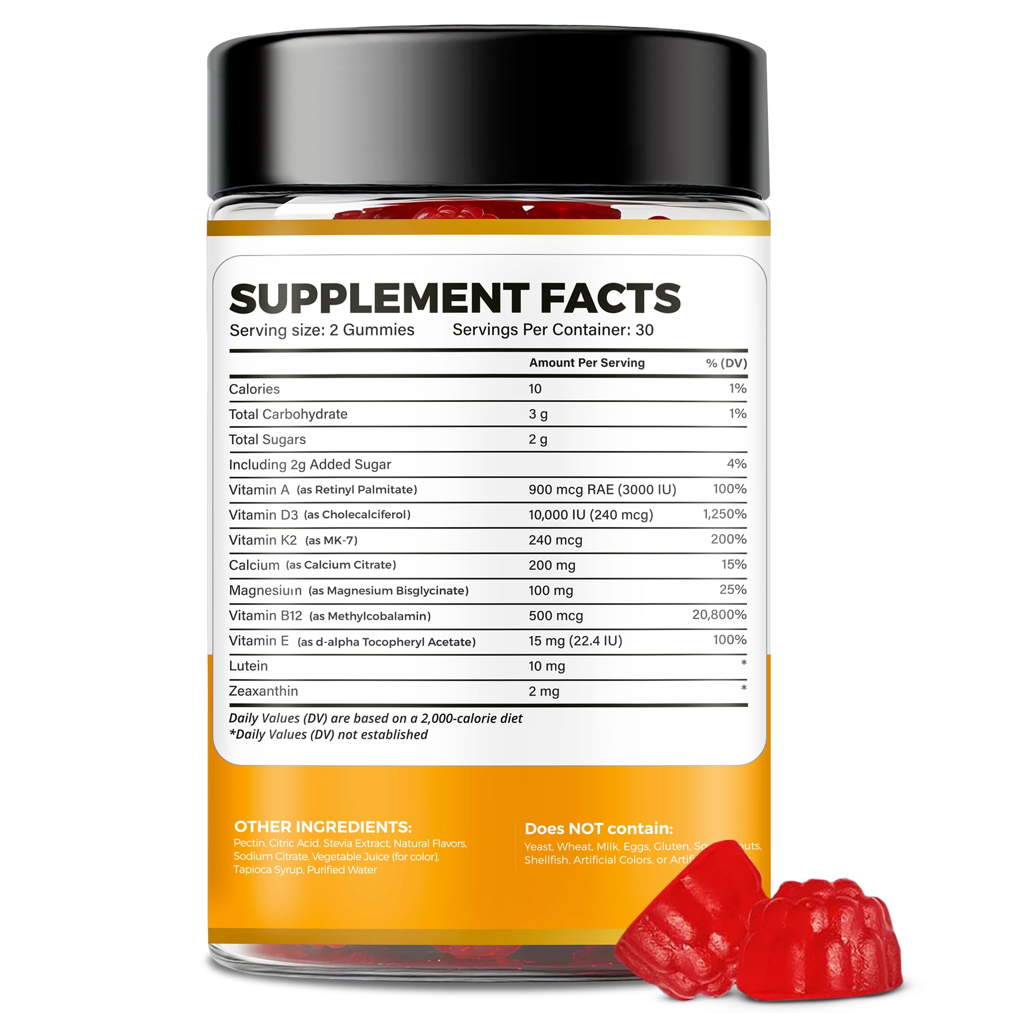 WELVIUM Vitamin D3 K2 Gummies 10000 IU with Magnesium Glycinate, Calcium, B12, K2 MK-7, Vitamins A, E