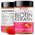 WELVIUM Biotin + Collagen Gummies with Keratin, Hyaluronic Acid, Zinc & Vitamins for Hair Growth, Skin Health & Stronger Nails